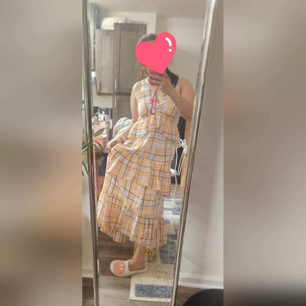 Cinq a Sept Astor Plaid Print Long Dress Size 6 - Picture 4 of 12